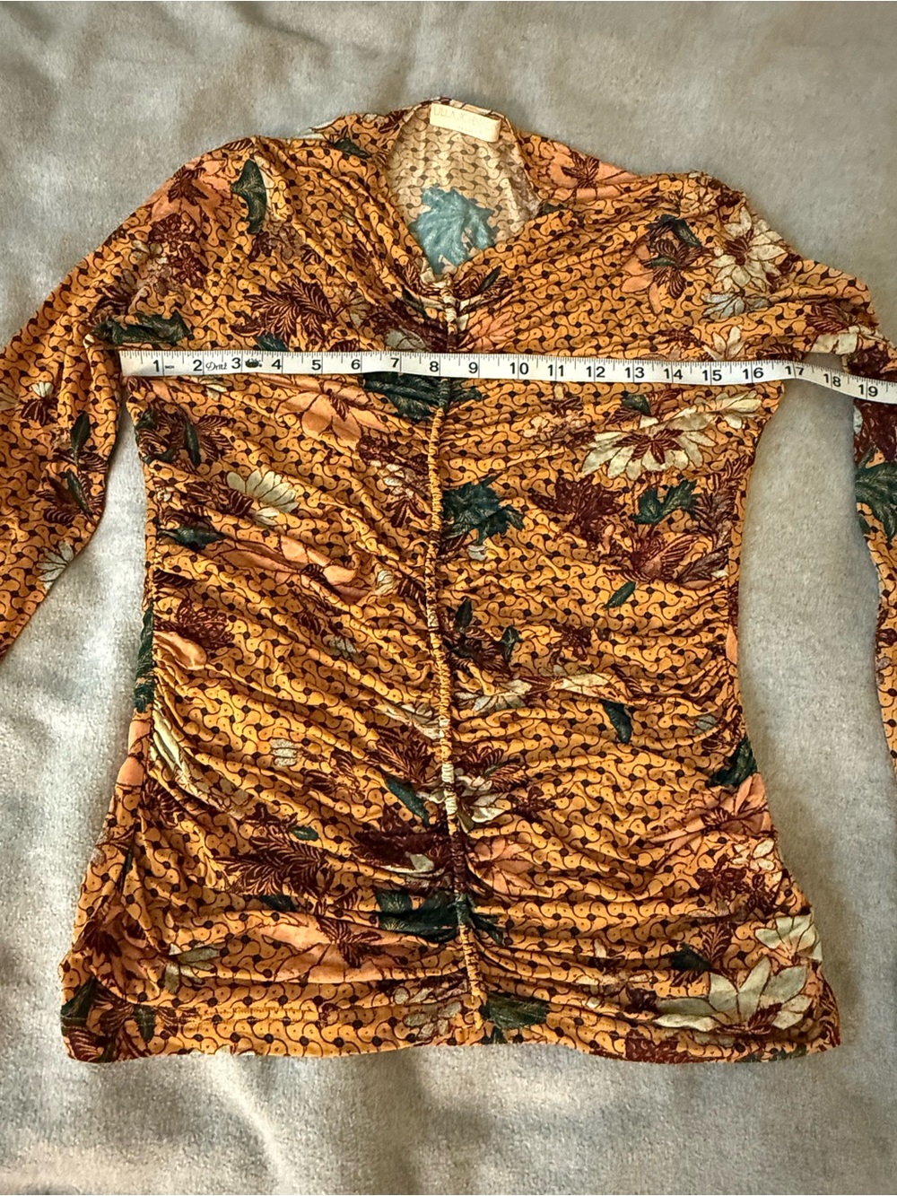 Ulla Johnson Eileen Top Amber Geometric Ruched Floral Size L - Picture 9 of 10